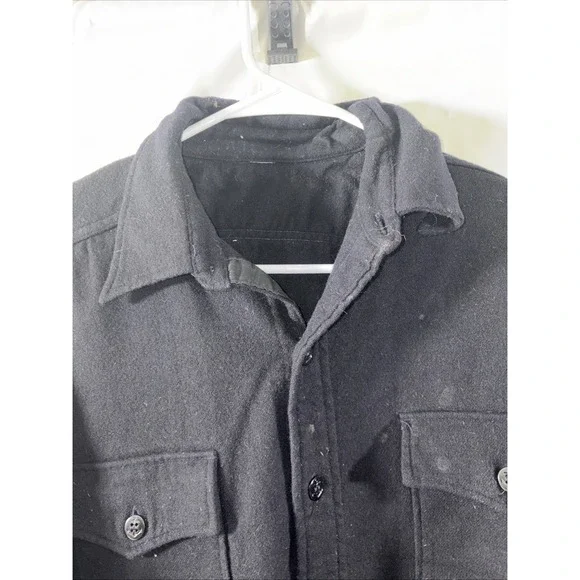 VTG 1974 US Military Wool Flannel Shirt Navy CPO Size 16.5x33 Martin Vietnam Era